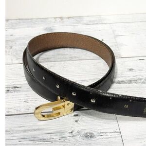 Gucci Vintage Black/Brown  Leather Belt with Gold Buckle